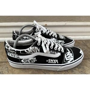 Vans Off The Wall All Over Logo Men's Black/White Cushion Sneakers Size 9.5